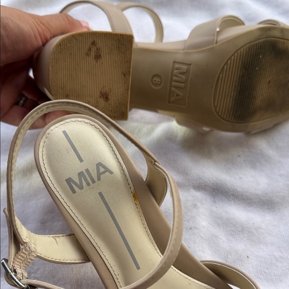 MIA Women's Beige Strappy Block Heels - Picture 4 of 5